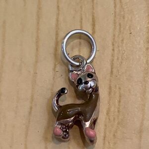 Vintage.925 Cartoon Cat Sterling Silver Jewelry Charm